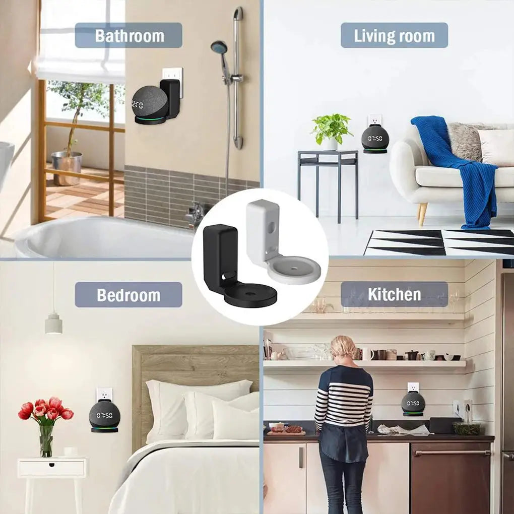 Simples Market Echo Dot wall mount bracket with cord management; black or white for Alexa Dot 3rd-5th gen