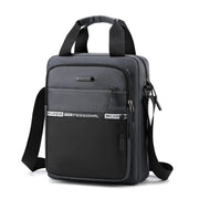 Men's crossbody bag by Simples Market in gray with multiple zip pockets and adjustable strap