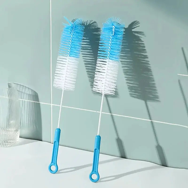 Long-handle cup brush pair with blue bristles and blue handles.