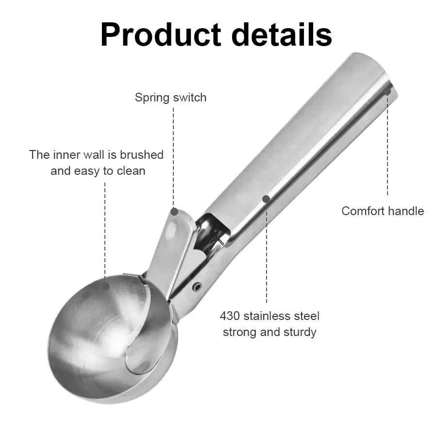 KitchenPro Stainless Steel Dual Purpose Ice Cream And Fruit Scoop Effortless Scooping For Soft And Hard Ice Cream