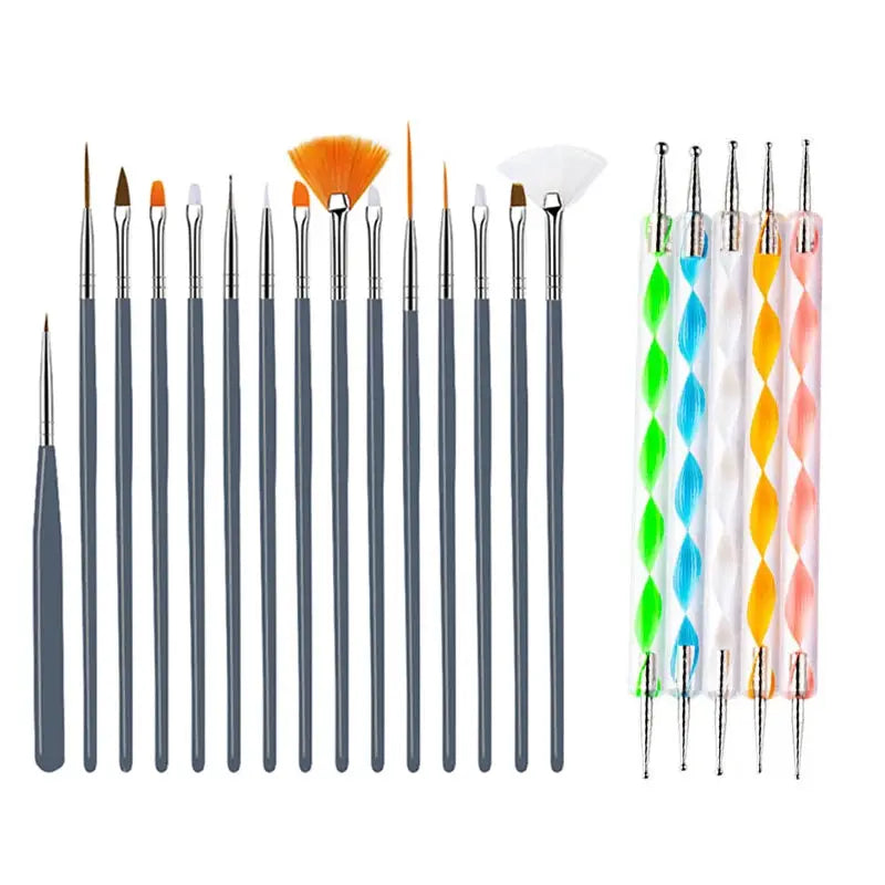 GlamFlex Pro Nails Art Brush Set For Gel Polish And Acrylic Extensions Precision Tools For Liquid Powder Carving