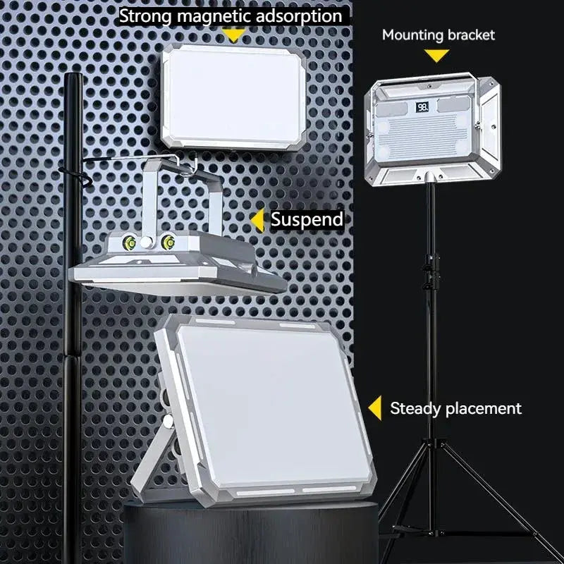 Simples Market three-piece LED camping light set: rechargeable tent light, waterproof panel light on stand, hanging lamp