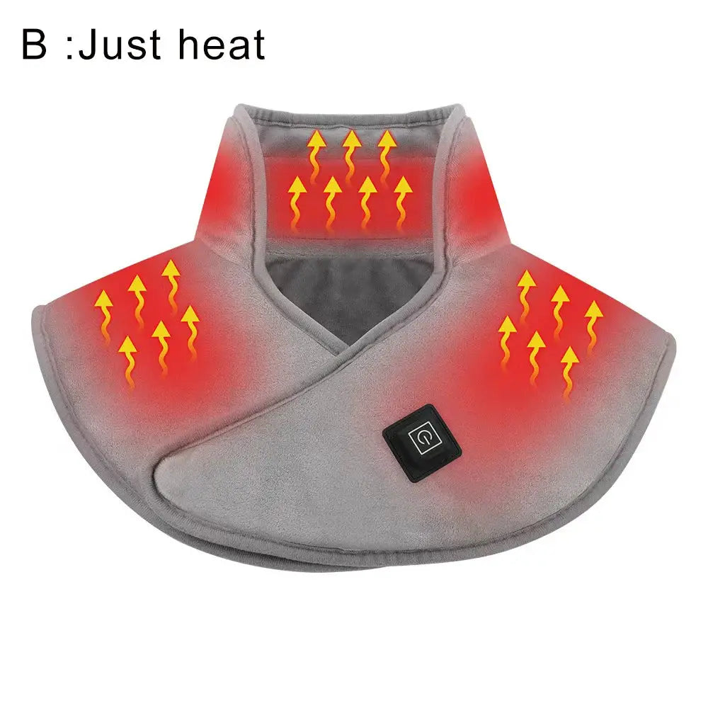 Electric heating shoulder neck wrap with three-gear heat, gray fleece massager