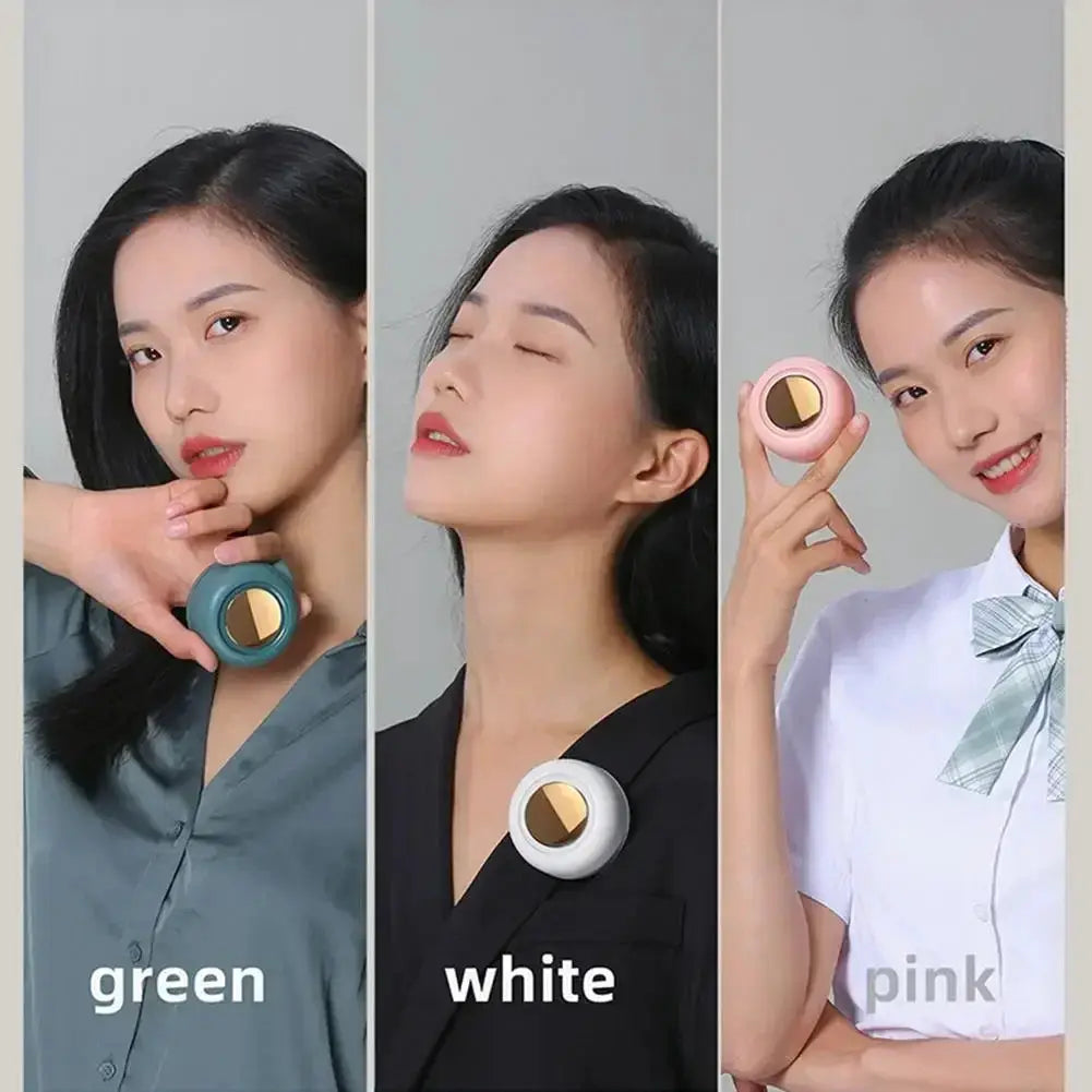 Portable clip-on bladeless fan by Simples Market; green, white and pink variants (3 pcs)