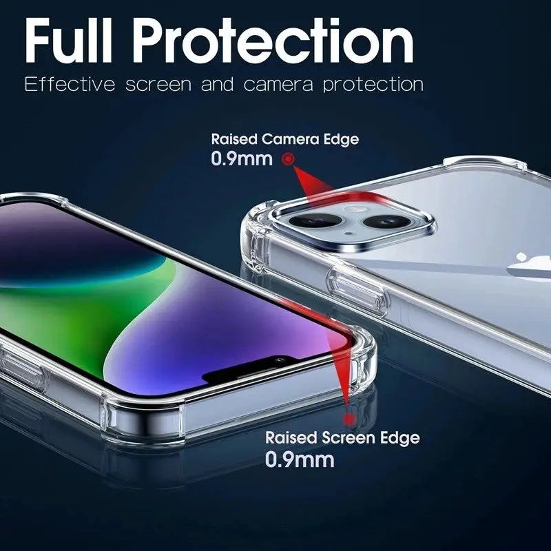 ClearGuard Shockproof Silicone Phone Case for iPhone 15 14 13 12 Pro Max Transparent Protection