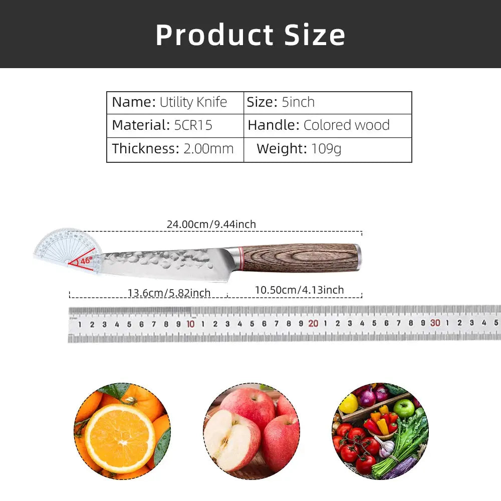 Heritage Forge Hand Forged Kitchen Knife Sharp Stainless Steel Blade For Meat Sushi Vegetables