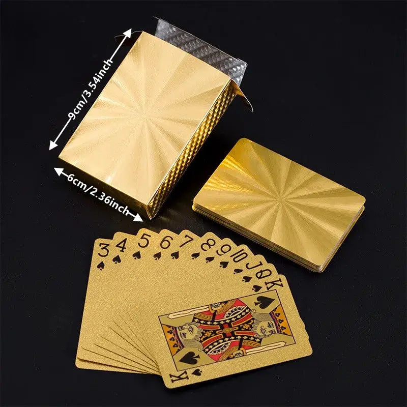 Golden Color Waterproof Playing Cards Set For Poker Nights And Magic Tricks Gift Collection