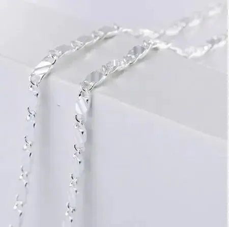 Silver-tone flat 2mm chain necklace, unisex fashion jewelry