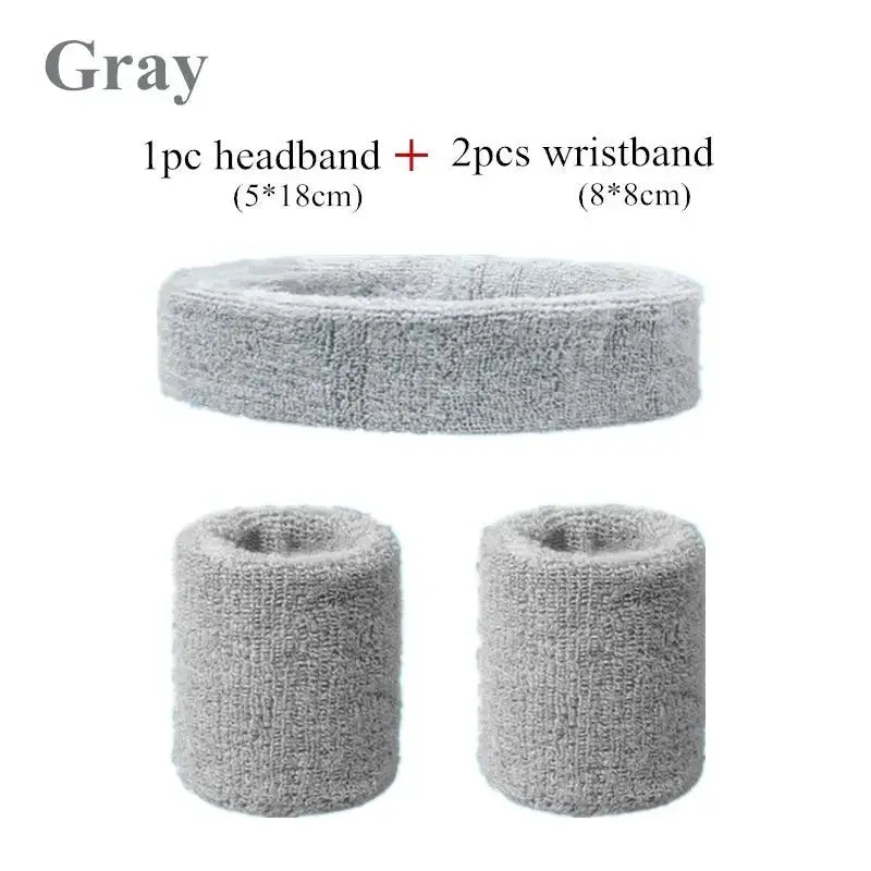 Fashion Sports Headband And Wristband Towel Set Sweatband Cotton Blend For Women And Men Cycling Gym Basketball Tennis