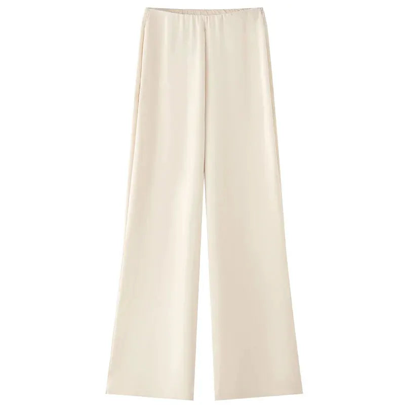 Satin Two Piece Set Women Off Shoulder Strapless Vest High Waist Pants
