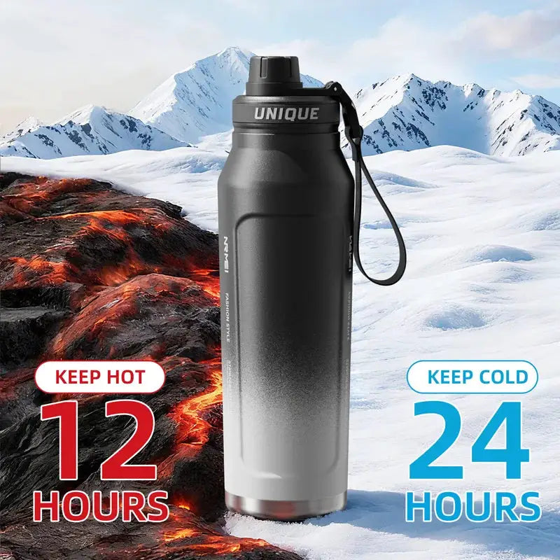 1L Insulated Stainless Steel Water Bottle Vacuum Flask With Handle