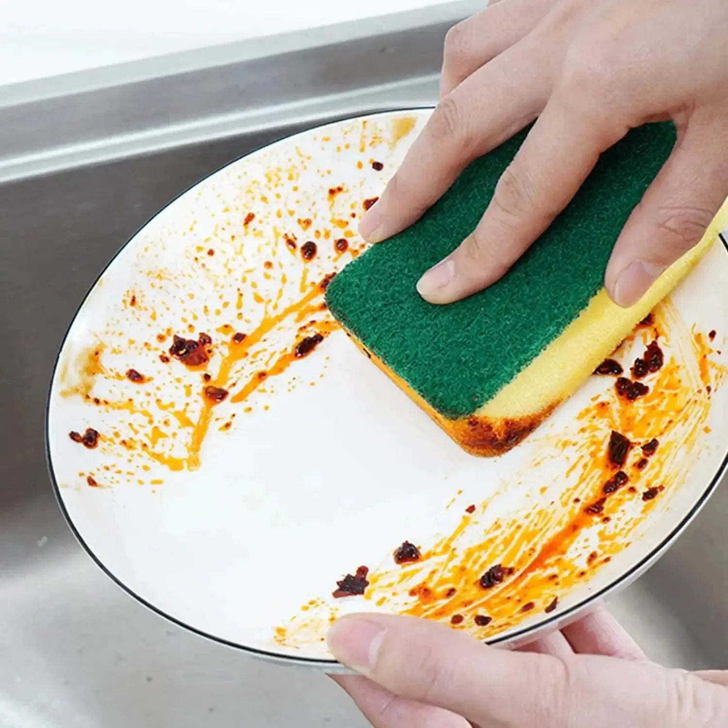 BrightWave CleanPro Double Sided Kitchen Sponge With Highly Absorbent Dual Surfaces For Gentle Washing And Tough Rust