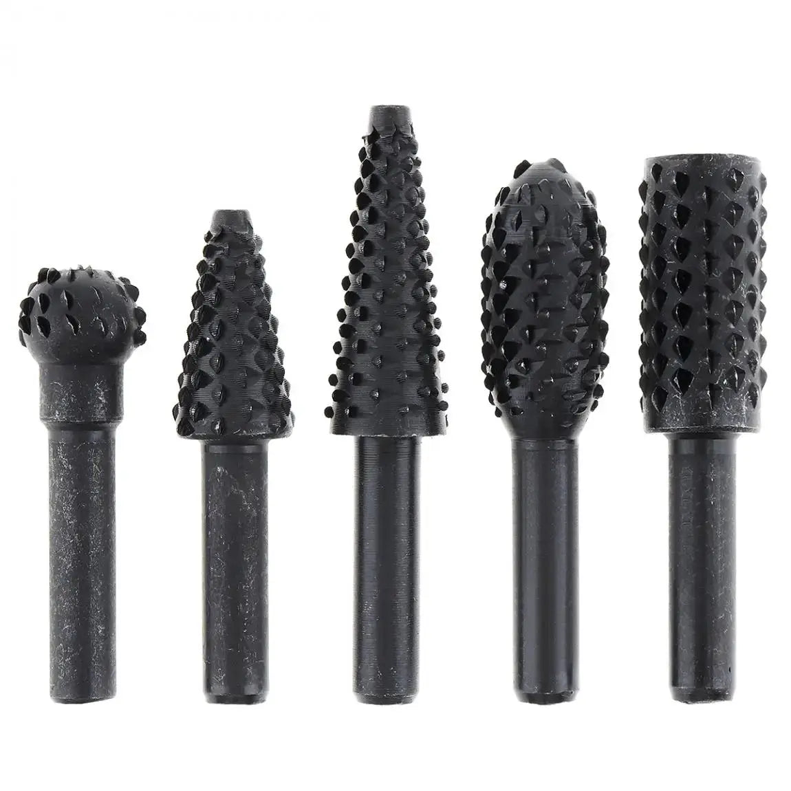 5 Piece Black Woodworking Wolf Tooth Stick Rotary File Set For Electric Grinding Tools