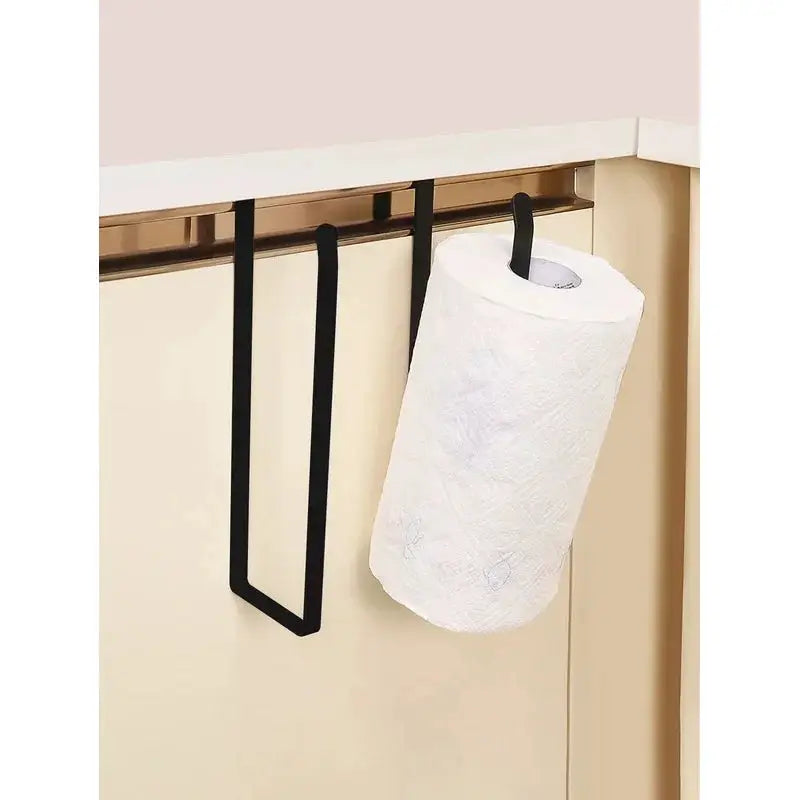 Simples Market black metal wall-mounted paper towel holder and towel rack with roll