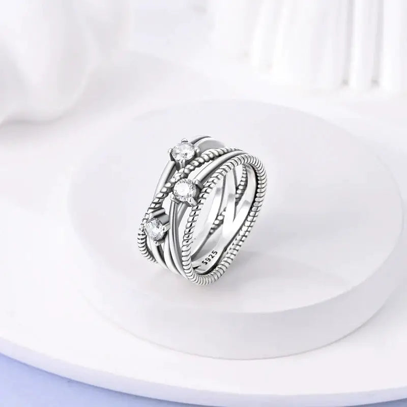 925 Sterling Silver Rings Bow Heart Star Sun Moon Zircon For Women Jewelry Birthday Anniversary Gifts