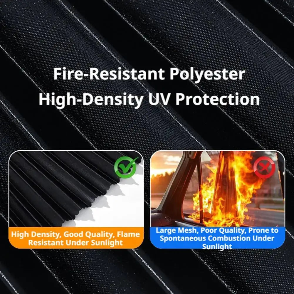 Simples Market car side window sun shade set (2/4 pcs), automatic telescopic foldable heat shield with UV protection, fire-resistant polyester.