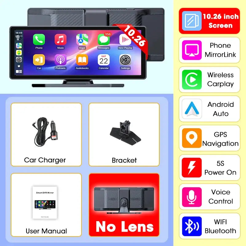 Develuck 4K Dash Cam With Wireless CarPlay Android Auto 5G Navigation