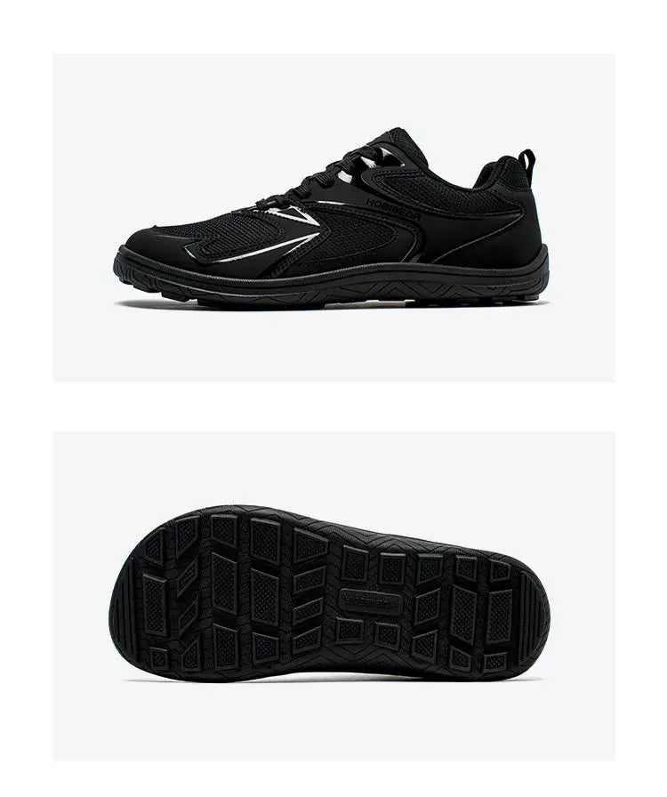 HOBIBEAR barefoot minimalist shoes in black; unisex wide width, non-slip sole