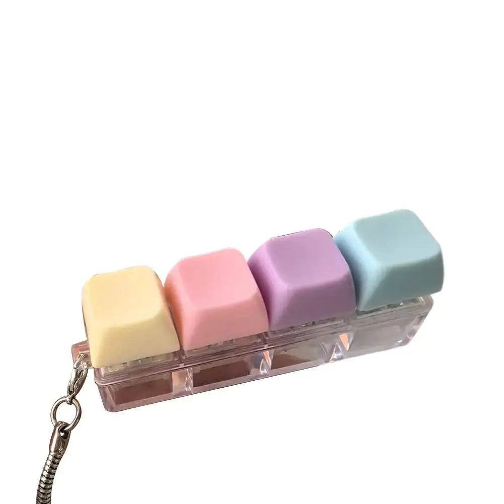 Keyboard Key Fidget Toy Stress Relief Button Keychain With Clickable Keys Office Desk Accessory Gift