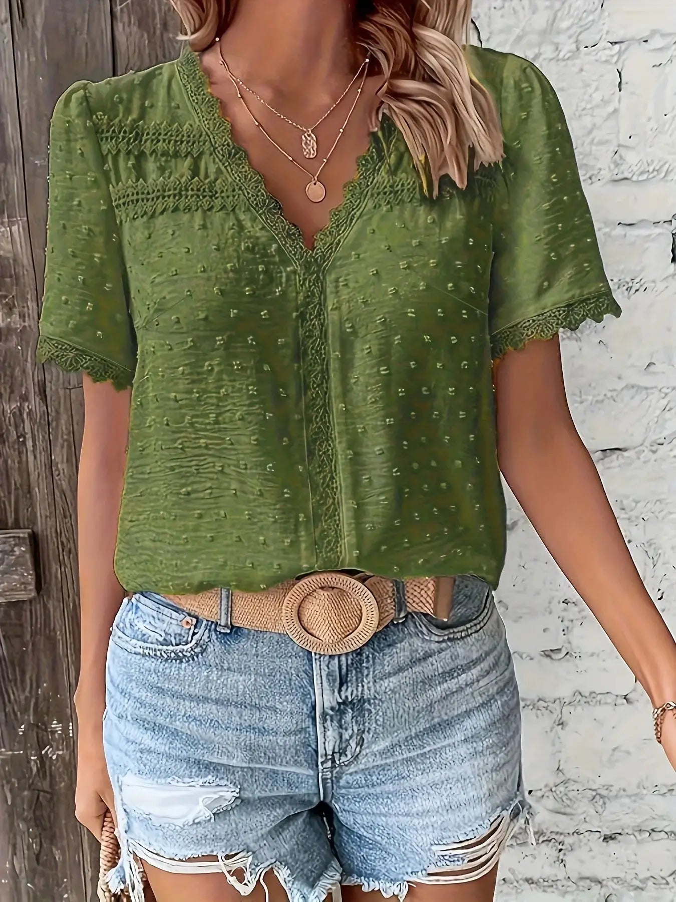 LuxeWear Women Plus Size Loose Fit Shirt Breathable Polyester Tatting Weave For All Day Comfort