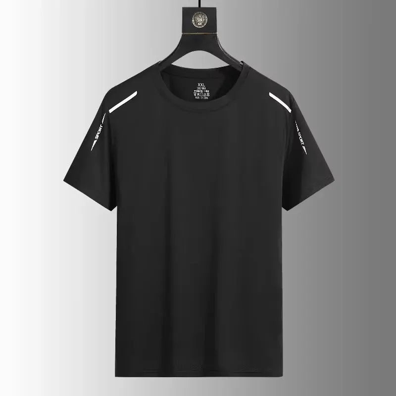 Men's black quick-dry short-sleeve running T-shirt by Simples Market, breathable outdoor tee