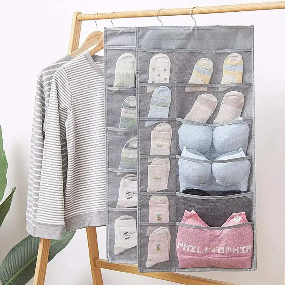 Double Sides Underwear Storage Hanging Bag Foldable Organizer For Dormitory Home Wardrobe Bras Socks