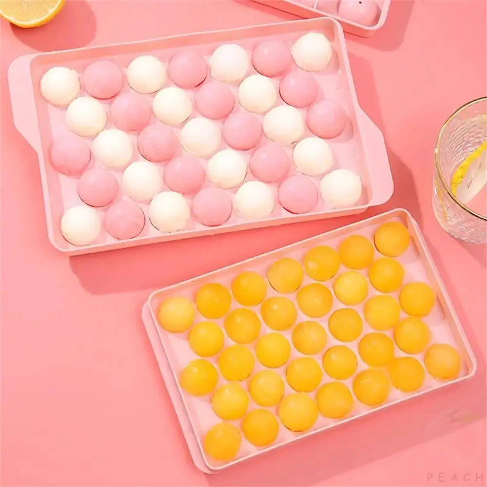 3D Round Ice Cube Tray With Lid For Ice Balls And Compartments 33 Cell Ice Mold Set