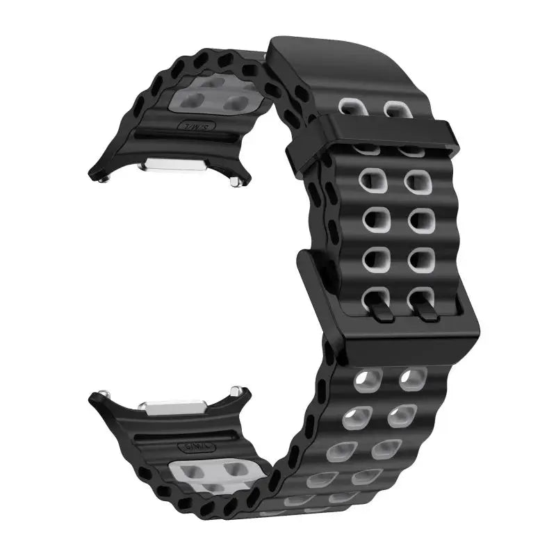 Marine Band silicone strap for Samsung Galaxy Watch Ultra 47mm, black perforated sport bracelet