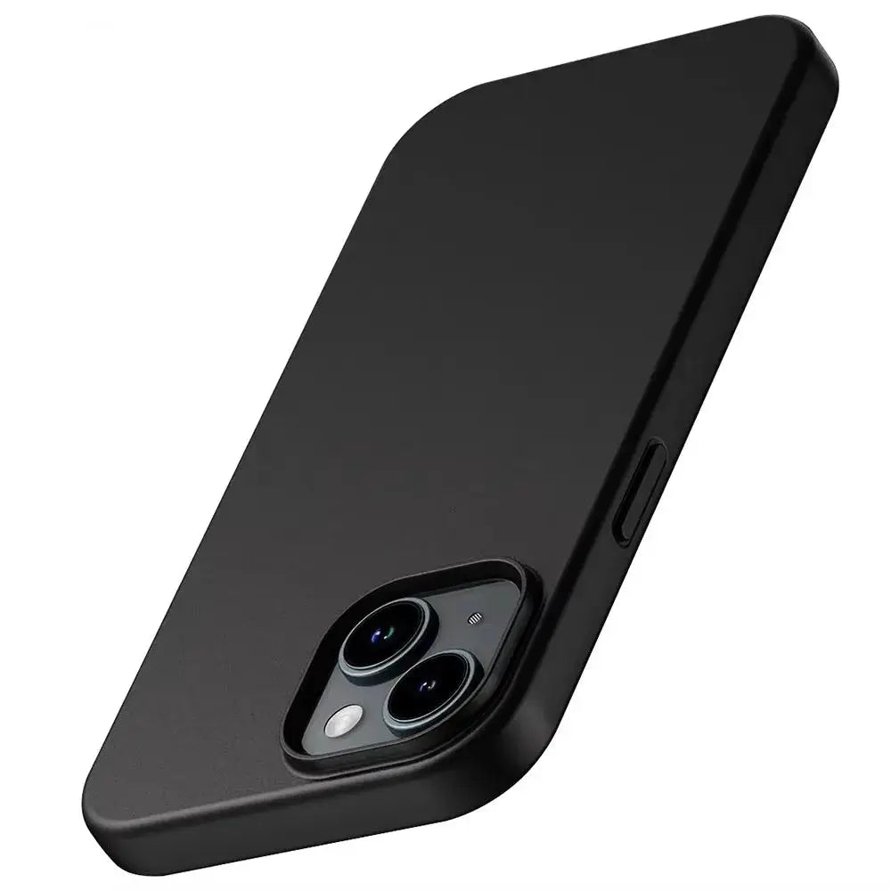 LuxGuard Luxury Matte Silicone iPhone Case Full Coverage for iPhone 7 to 16 Plus Mini Black