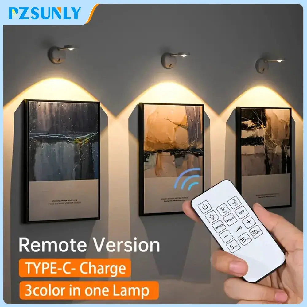 Simples Market three USB LED night lights with motion sensors mounted on the wall, remote control shown