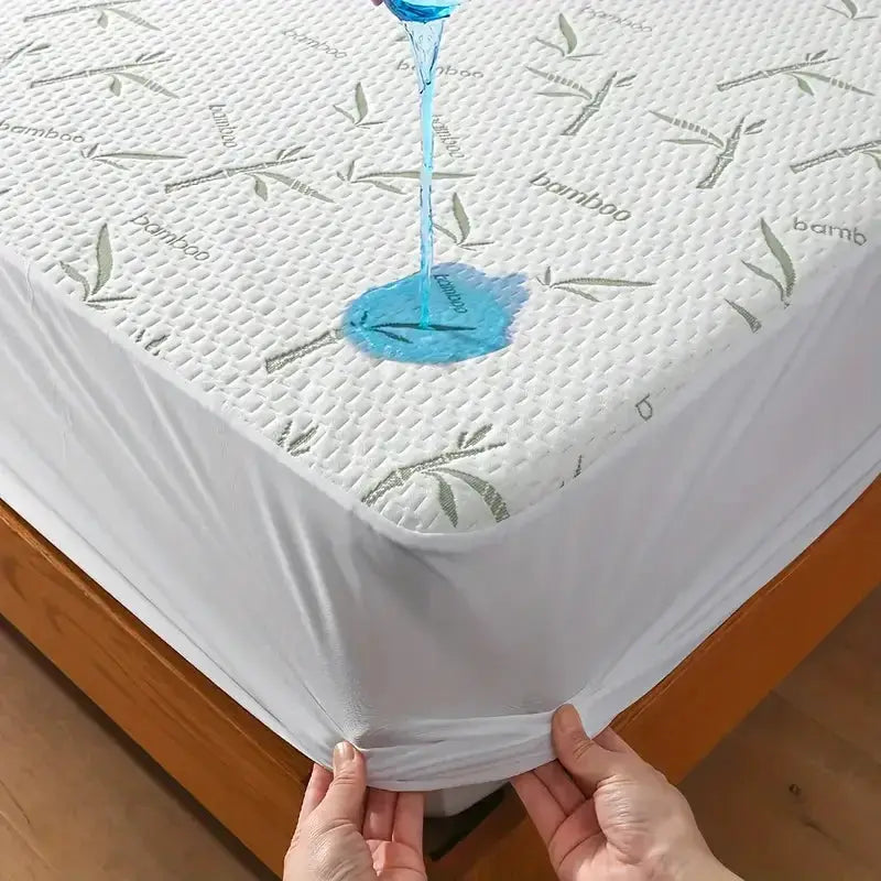 Bamboo mattress protector by Simples Market, breathable 3D air fabric, white with bamboo pattern, size 90/140/160cm