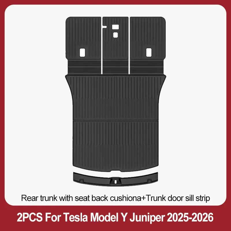 2-piece black trunk floor mats for Tesla Model Y Juniper 2025–2026 by Simples Market