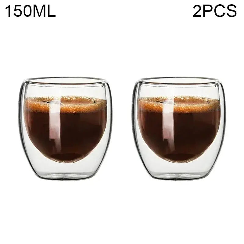 Double Wall Glass Kung Fu Tea Cup Set 80ml 150ml High Borosilicate Transparent Drinkware For Tea Coffee Milk Water