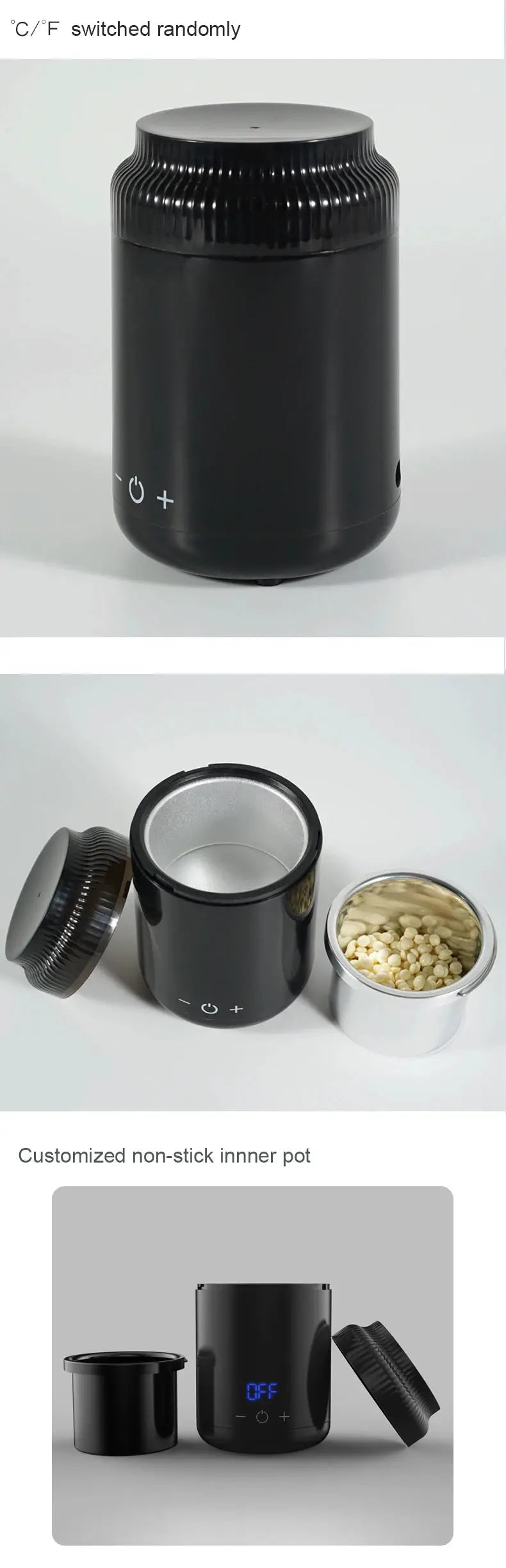 Simples Market wax heater melting machine, black 40W touch-control beauty device with non-stick inner pot