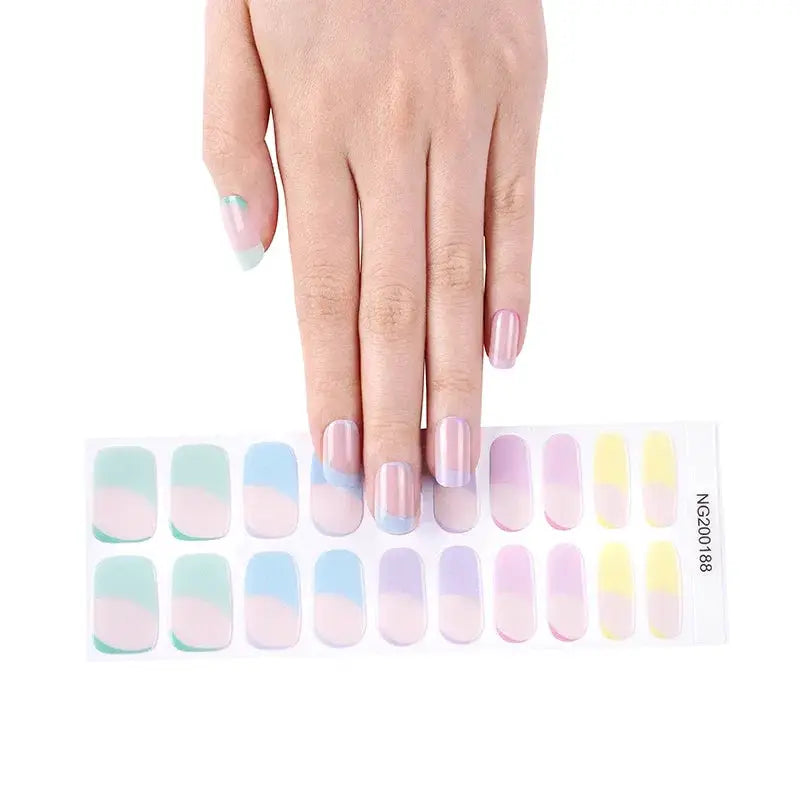 NailLux Semi Cured Nail Wraps For 16 To 20 Tips Easy Full Cover Adhesive Press On Nails Gel Finish UV LED Compatible