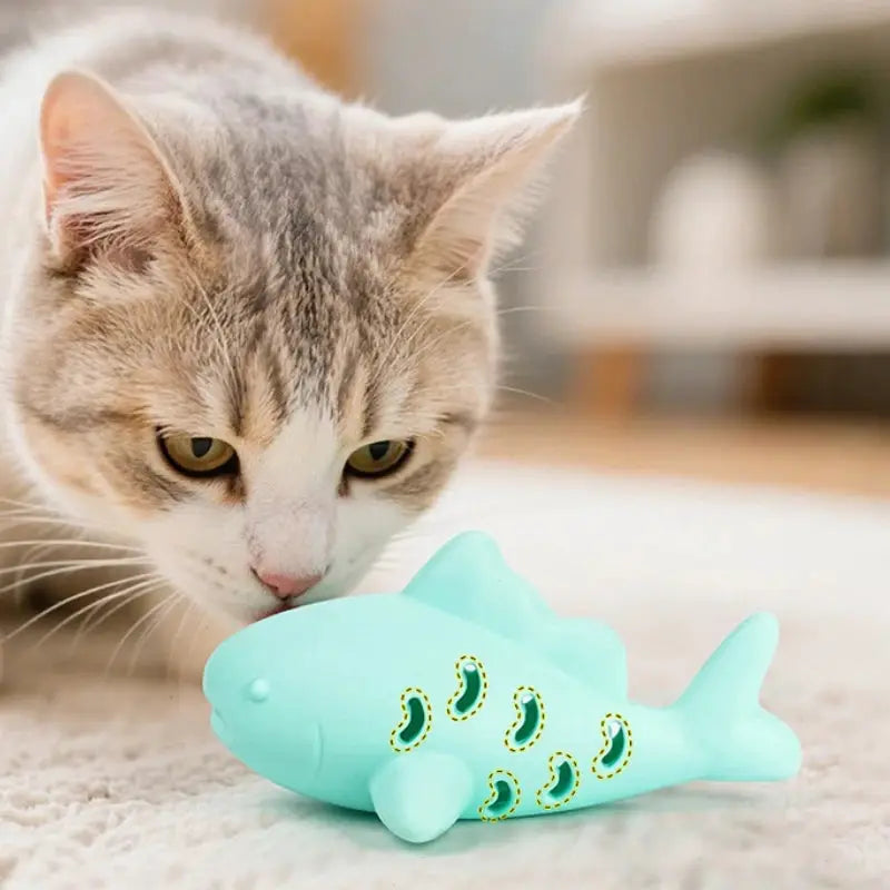 Fish Shape Interactive Cat Kitten Chew Toy Bite Resistant Rubber For Teeth Grinding And Dental Hygiene
