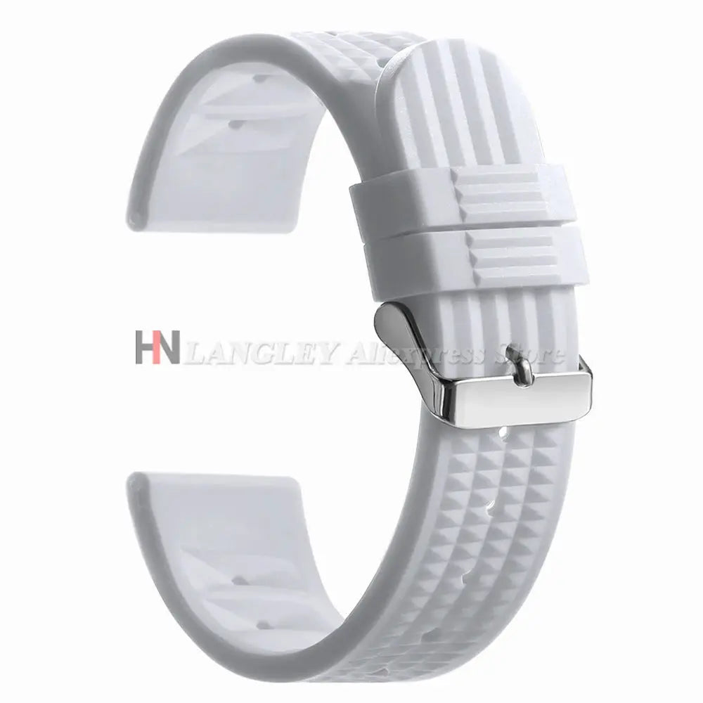 Watchdives Soft Rubber Waffle Strap 20mm 22mm Silicone Diver Watchband For Seiko SKX007 Waterproof