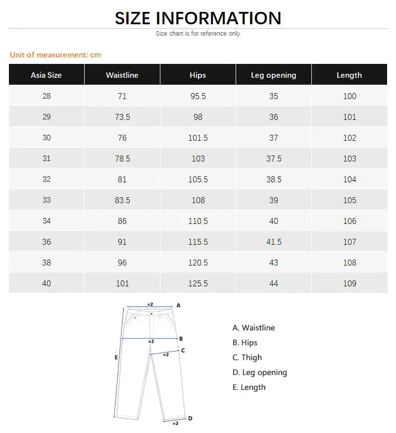 Simples Market Spring men's light blue slim jeans with stretch denim, casual classic trousers; size chart included.