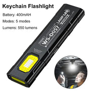 Outdoor LED flashlight by Simples Market, black 550lm keychain torch with 5 modes