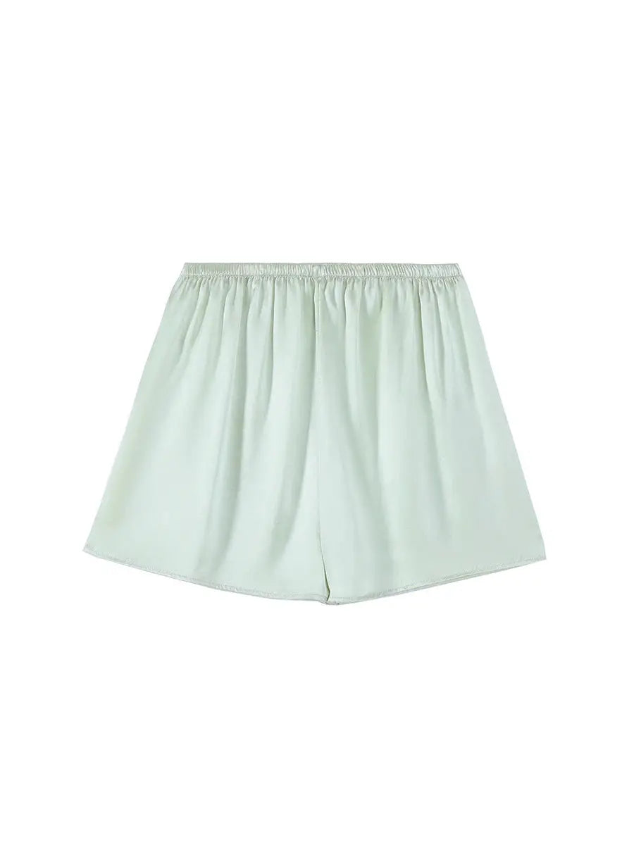 SuyaDream silk shorts for women, 100% real silk, white, elastic waist, Simples Market