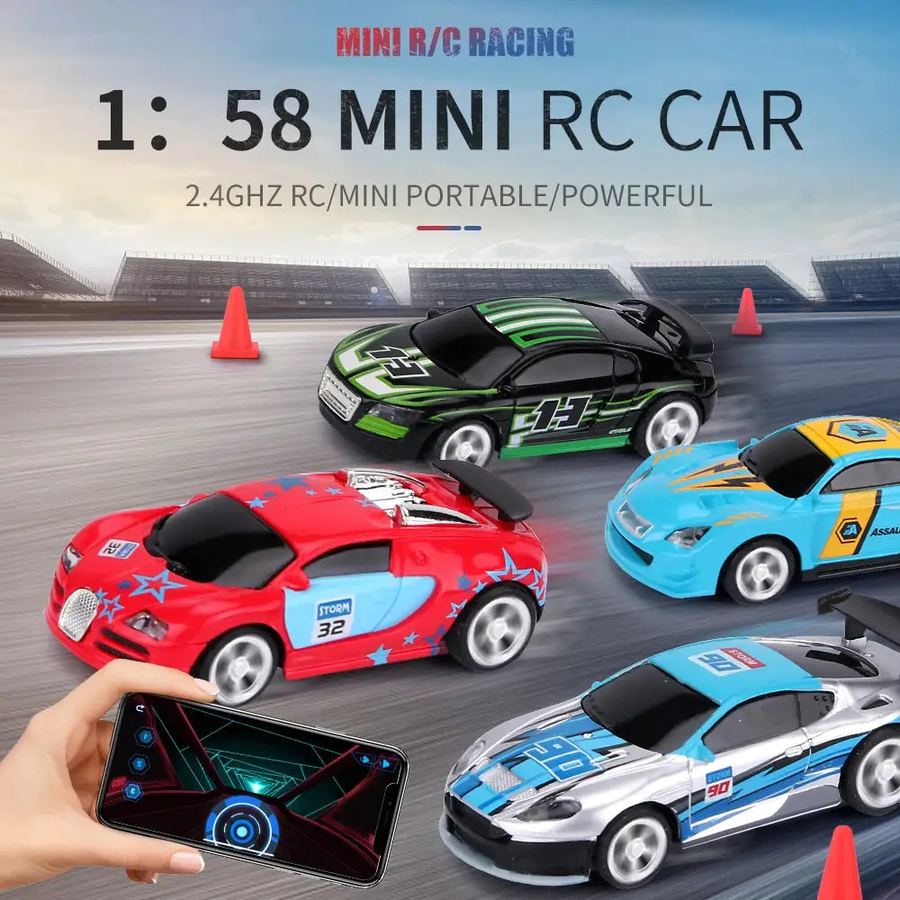 1 58 Scale Remote Control Car Mini RC Battery Operated Drift Buggy Bluetooth Radio Controlled Toy For Kids PVC Can Pack