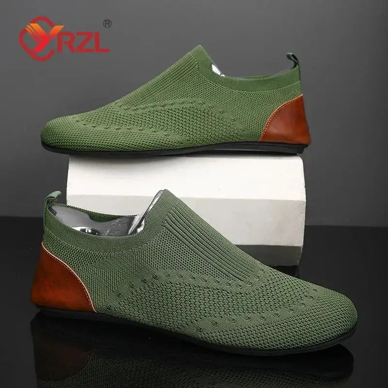 YRZL Mens Soft Driving Moccasins Lightweight Breathable Mesh Slip On Casual Loafers Walking Shoes
