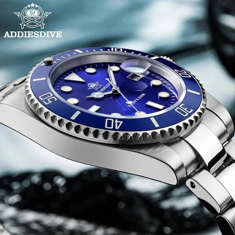 ADDIESDIVE Stainless Steel Watch Mens European American Business Leisure Quartz 200m Water Resistance