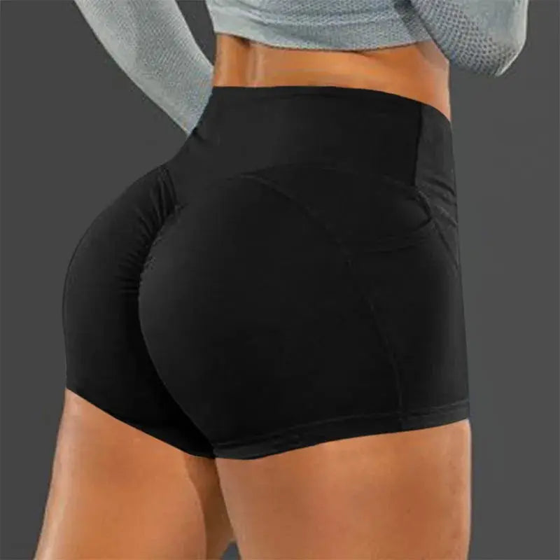 Simples Market high-waist hip-lifting seamless fitness shorts in black knit fabric