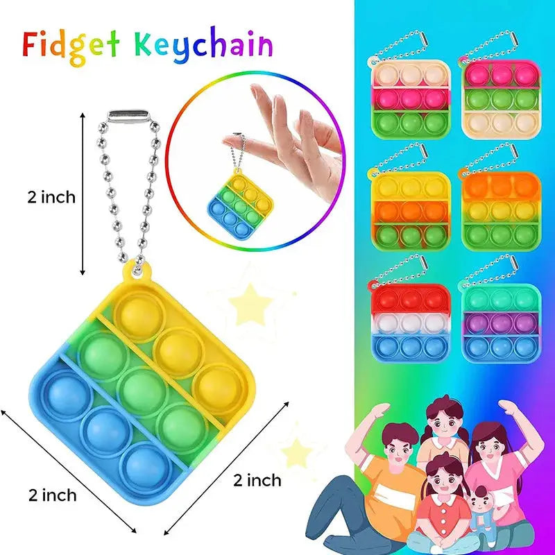 20 Pieces Mini Pop Keychain Fidget Toys For Toddlers And Kids Sensory Fun Classroom Prizes Party Favors Goodie Bags