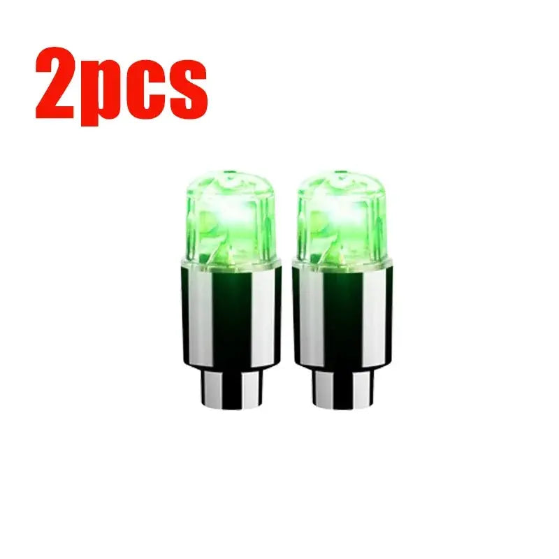 Car valve stem LED lights, green ambient tire lights, 2-piece set by Simples Market