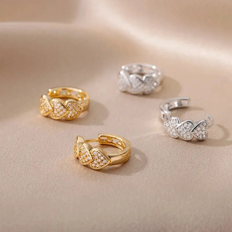 Zircon Star Hoop Earrings For Women Stainless Steel Gold Color Huggie Earrings Trendy Wedding Jewelry