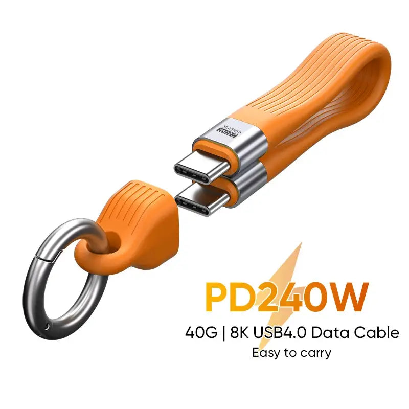 USB-C to Type-C 240W USB4 Cable Keychain 40Gbps 8K60Hz PD31 5A Data Cord for TV Laptop MacBook
