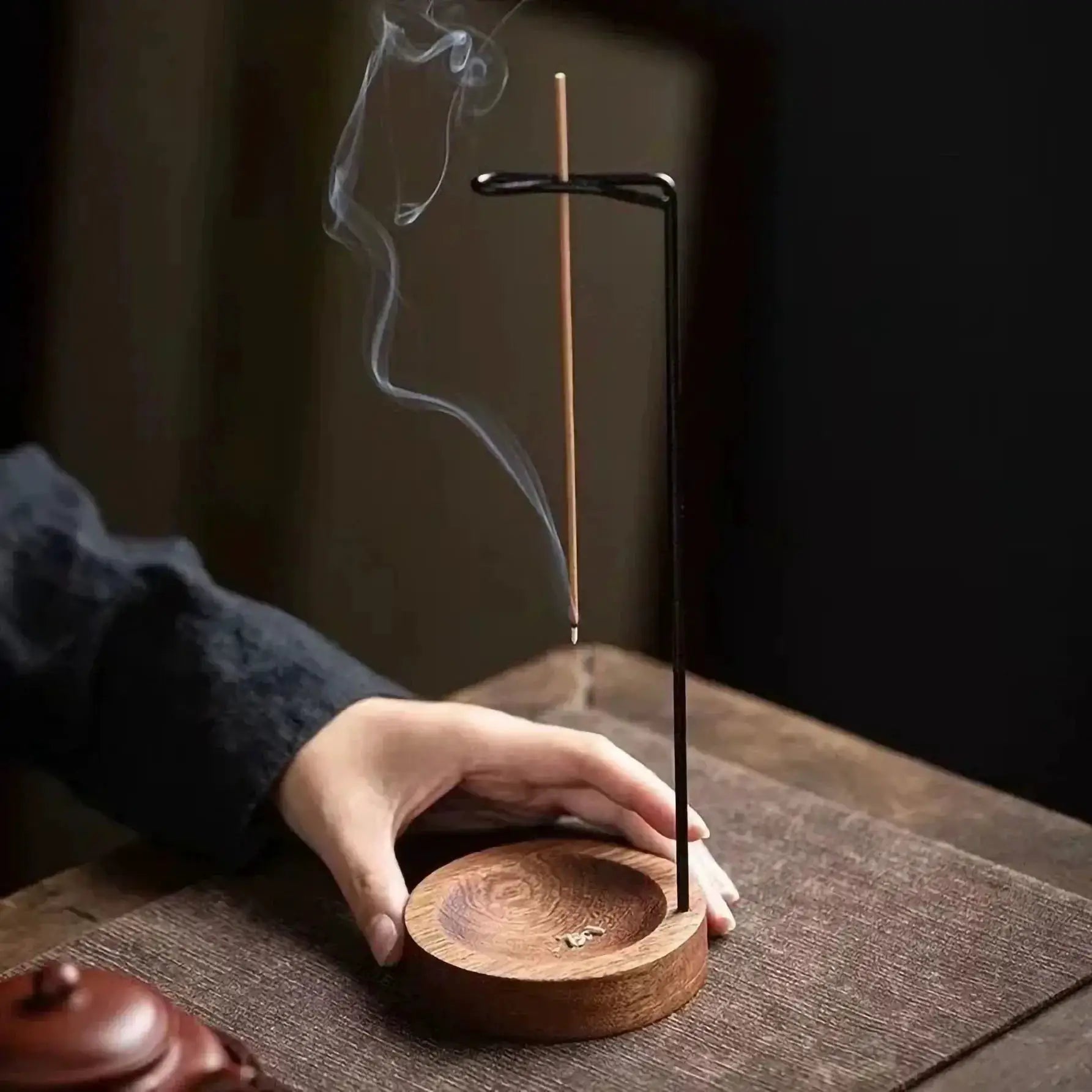 Upside Down Incense Burner Wooden Round Tray and Holder for Incense Sticks Ornament Home Yoga Decor