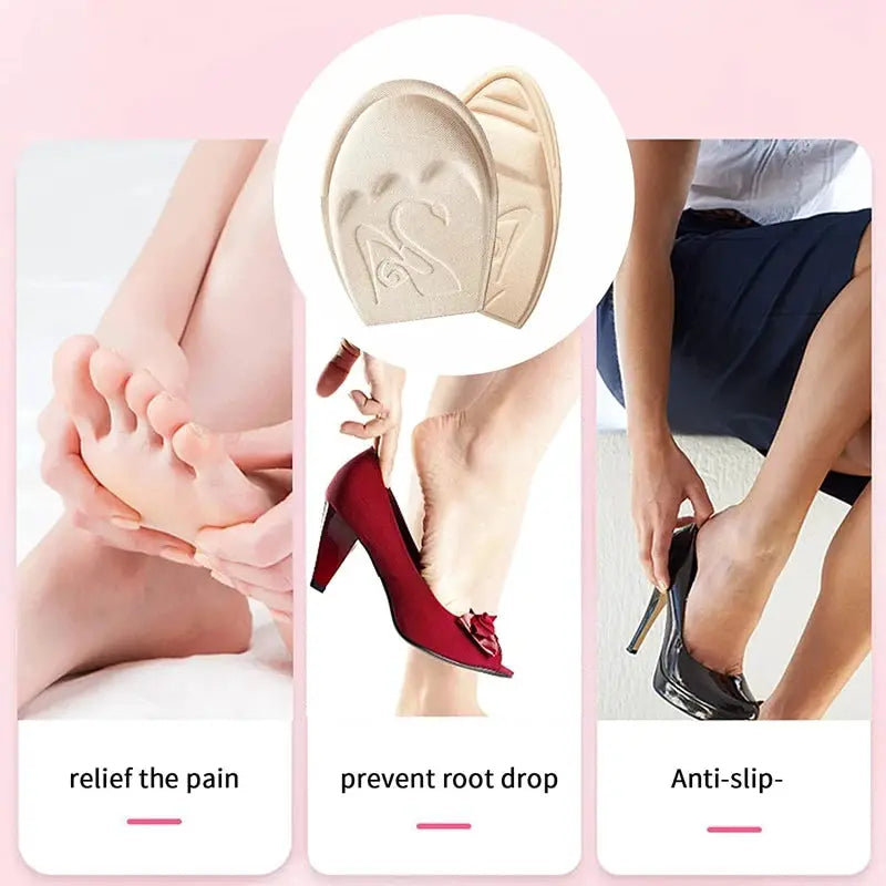 FootEase Forefoot Pad Half Insoles Non Slip Cushion For Pain Relief And Size Reduction In High Heels